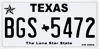 TX license plate BGS5472