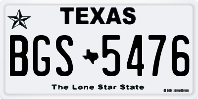 TX license plate BGS5476