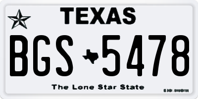 TX license plate BGS5478
