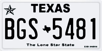 TX license plate BGS5481