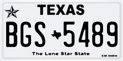 TX license plate BGS5489