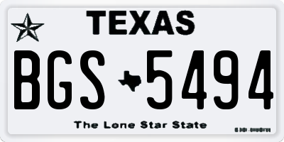 TX license plate BGS5494