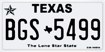 TX license plate BGS5499