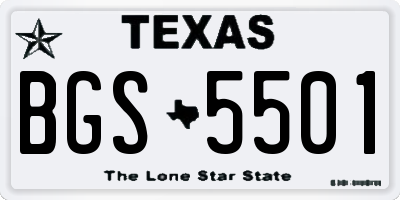 TX license plate BGS5501