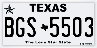 TX license plate BGS5503