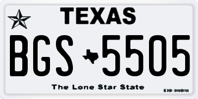 TX license plate BGS5505