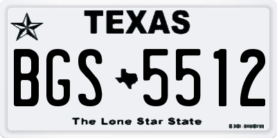 TX license plate BGS5512