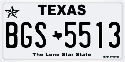 TX license plate BGS5513