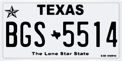 TX license plate BGS5514