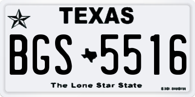 TX license plate BGS5516