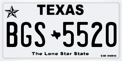 TX license plate BGS5520