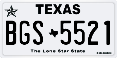 TX license plate BGS5521