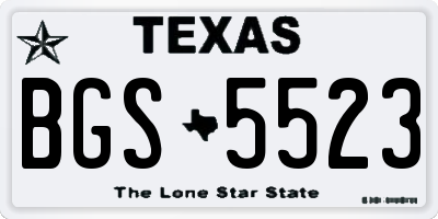 TX license plate BGS5523