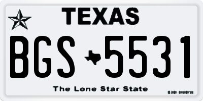 TX license plate BGS5531
