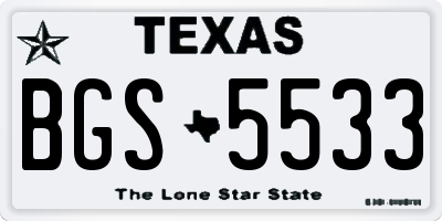 TX license plate BGS5533
