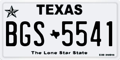 TX license plate BGS5541