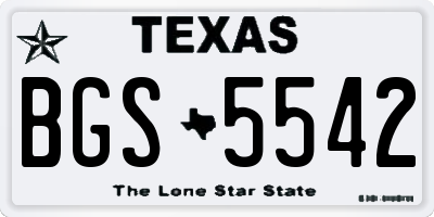 TX license plate BGS5542