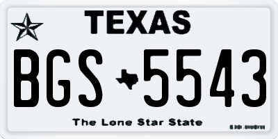 TX license plate BGS5543