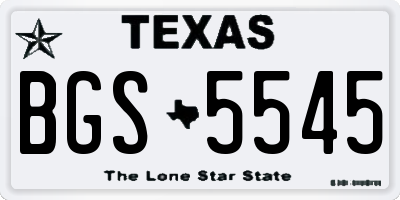 TX license plate BGS5545