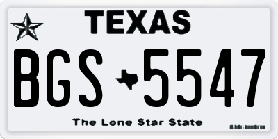 TX license plate BGS5547