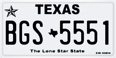TX license plate BGS5551