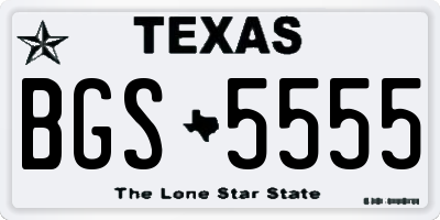 TX license plate BGS5555