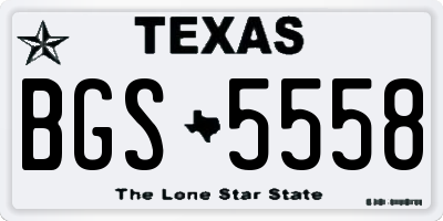 TX license plate BGS5558