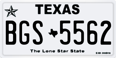 TX license plate BGS5562