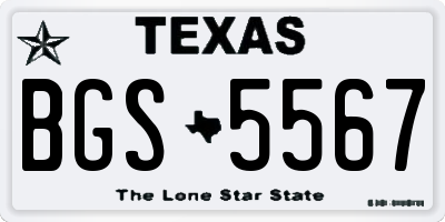 TX license plate BGS5567