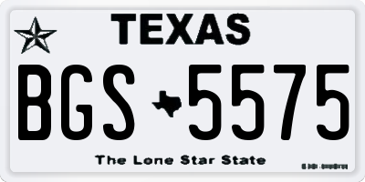 TX license plate BGS5575