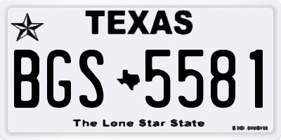 TX license plate BGS5581