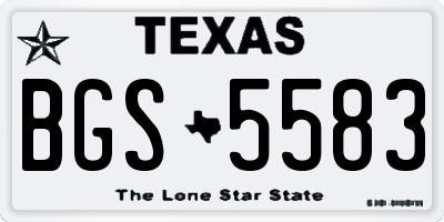 TX license plate BGS5583