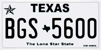 TX license plate BGS5600