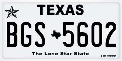 TX license plate BGS5602