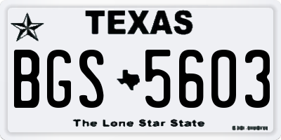 TX license plate BGS5603