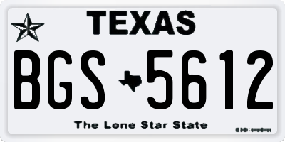 TX license plate BGS5612