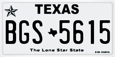 TX license plate BGS5615
