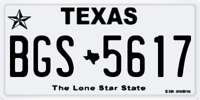 TX license plate BGS5617