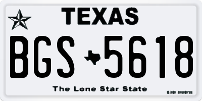 TX license plate BGS5618
