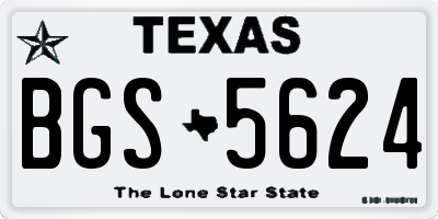 TX license plate BGS5624