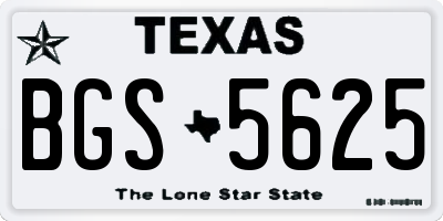 TX license plate BGS5625