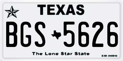 TX license plate BGS5626