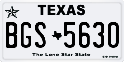 TX license plate BGS5630