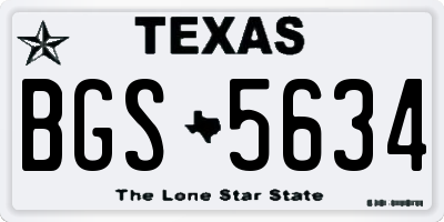 TX license plate BGS5634
