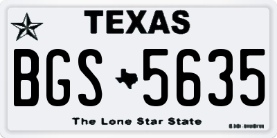 TX license plate BGS5635