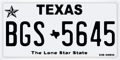 TX license plate BGS5645