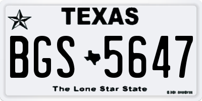 TX license plate BGS5647