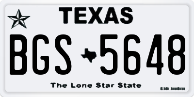 TX license plate BGS5648