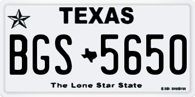 TX license plate BGS5650