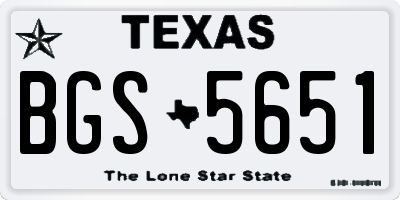 TX license plate BGS5651